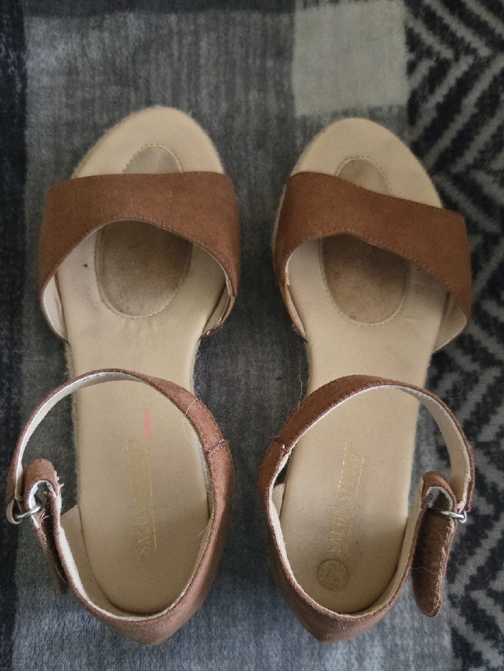 Women's Tan Suede Espadrille Sandals with Ankle Strap